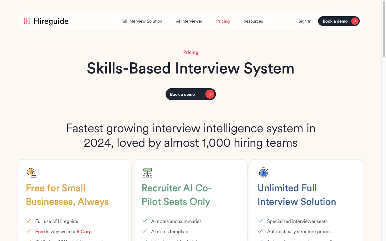 Hireguide — pricing page