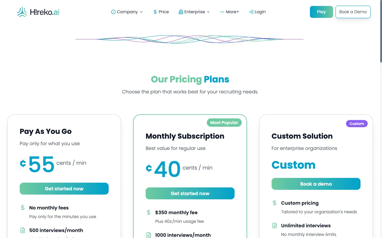 Hireko.Ai — pricing page