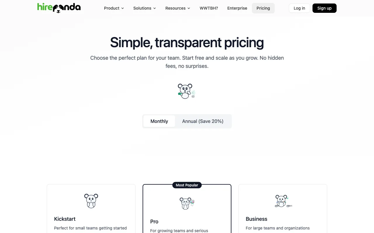 HirePanda — pricing page