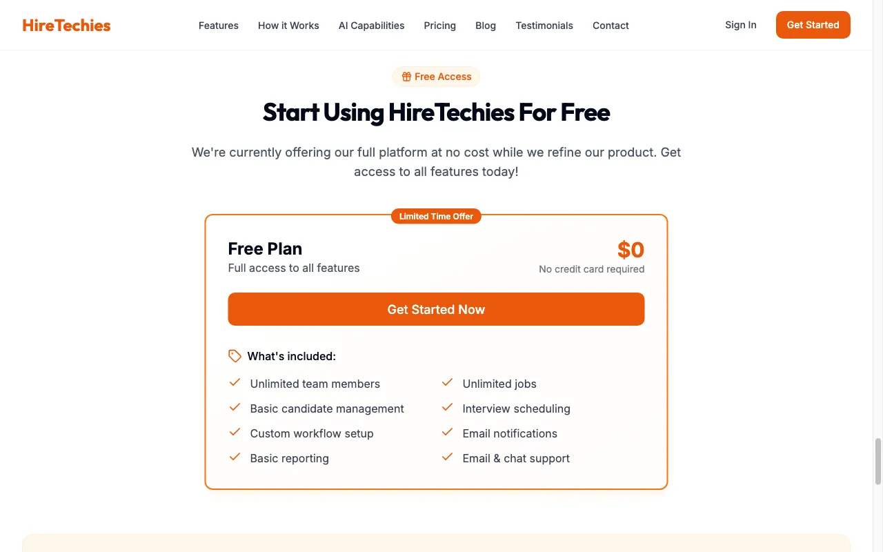 HireTechies — pricing page
