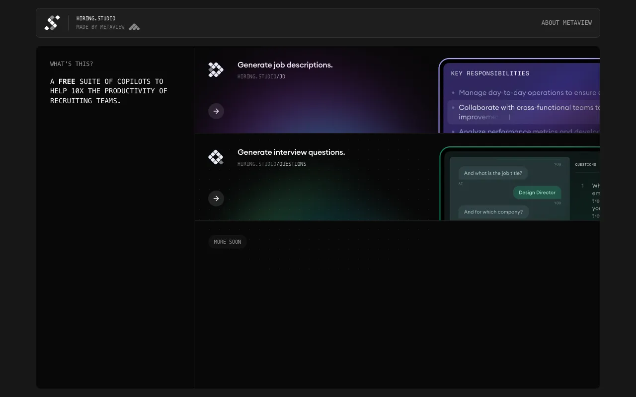 hiring.studio by Metaview — preview screenshot