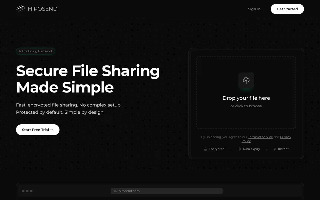 Hirosend — preview screenshot