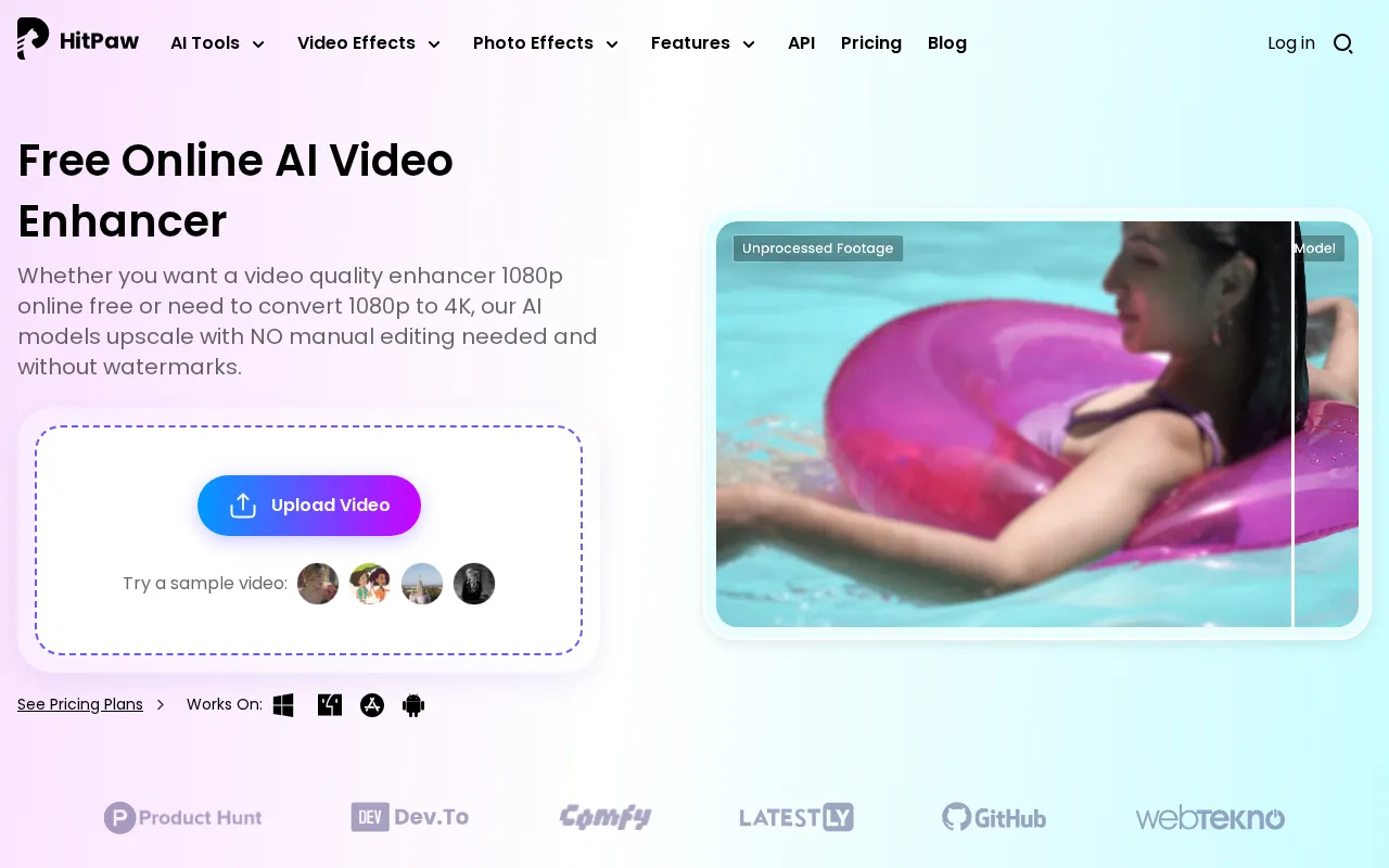 HitPaw Online Video Enhancer — preview screenshot