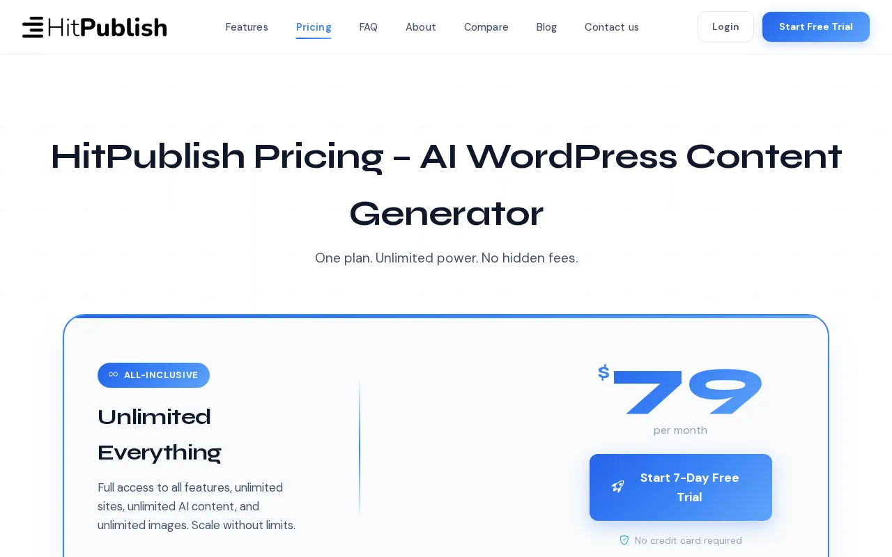 HitPublish AI — pricing page