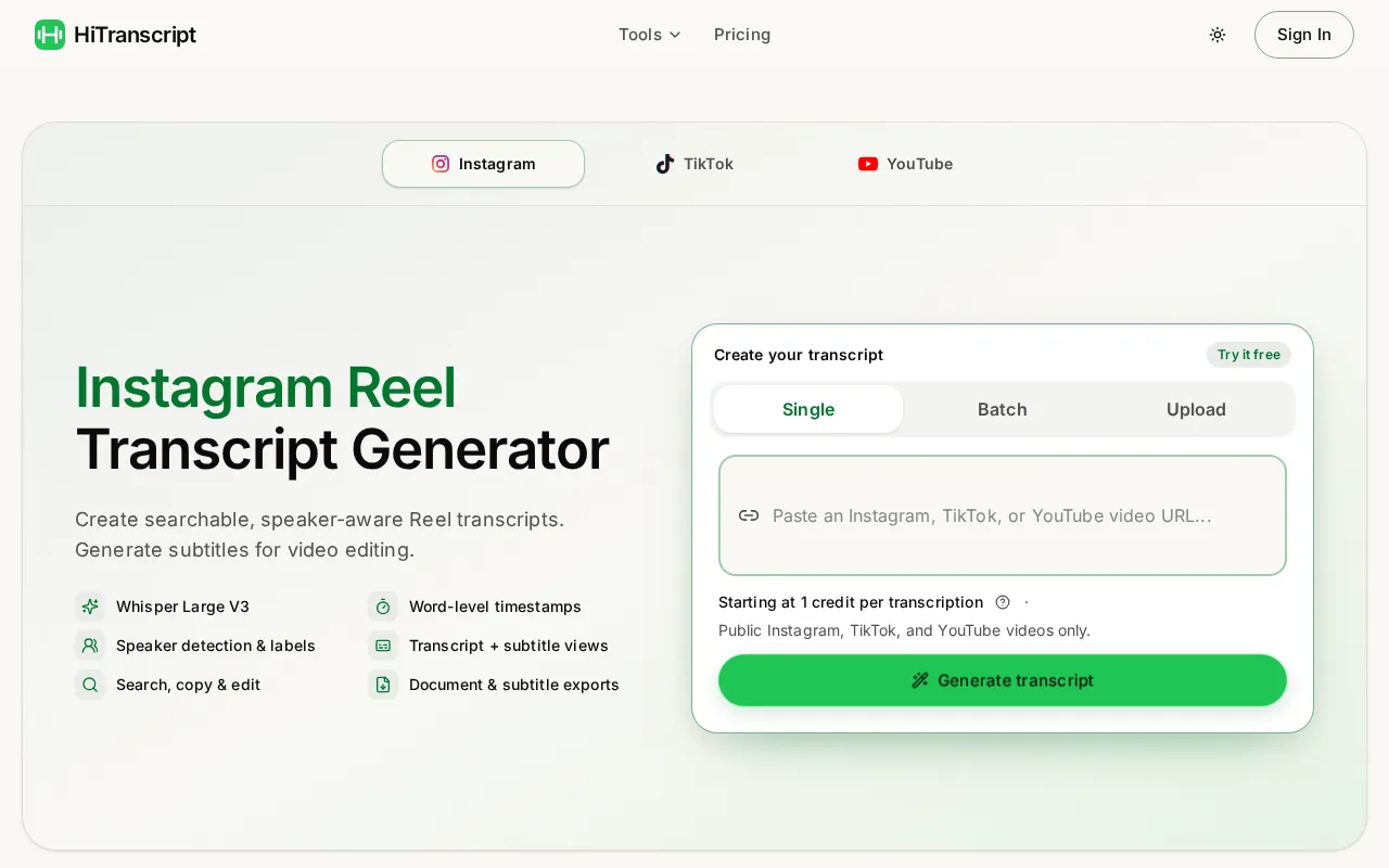 HiTranscript — preview screenshot