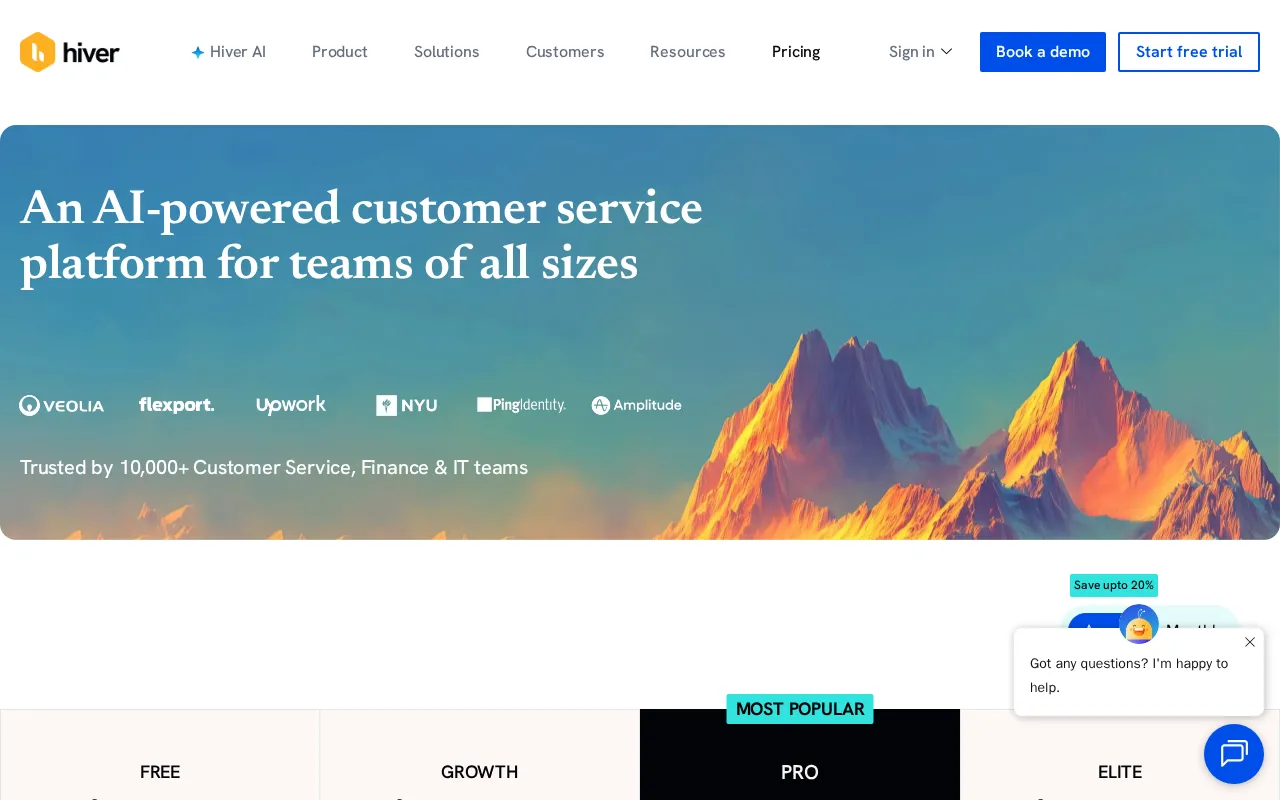 Hiver — pricing page