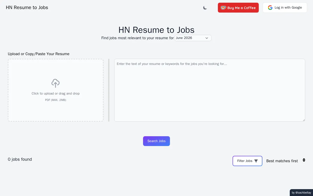 HN Resume to Jobs — preview screenshot