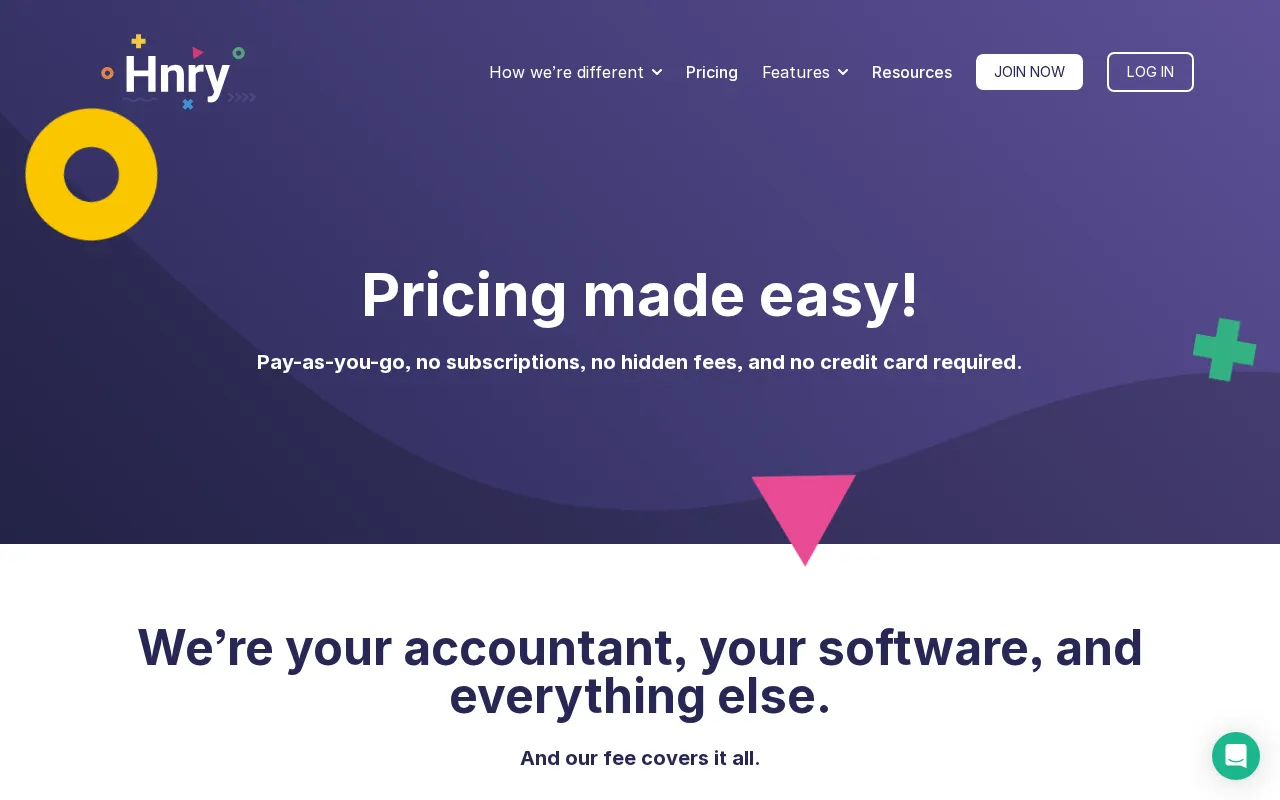 Hnry — pricing page