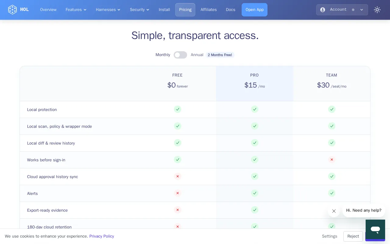 HOL Guard — pricing page