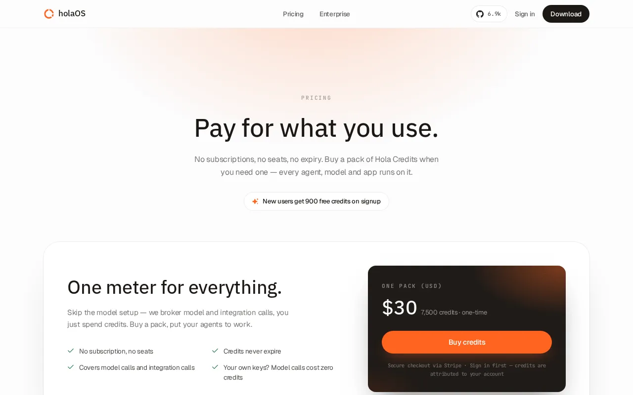 holaOS AI — pricing page