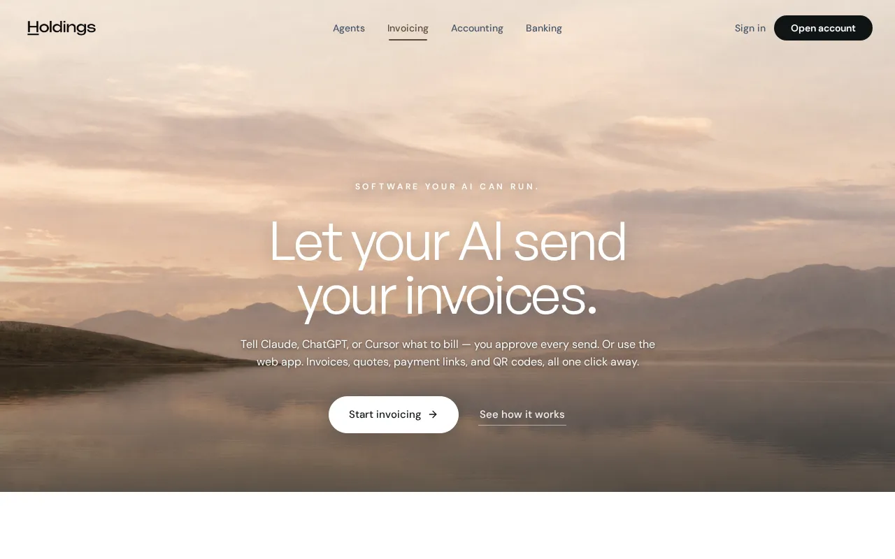 Holdings Invoicing — preview screenshot