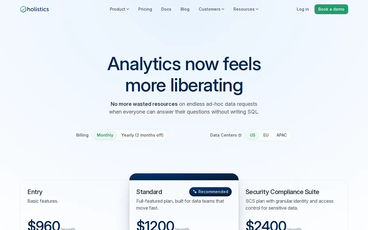 Holistics Data — pricing page