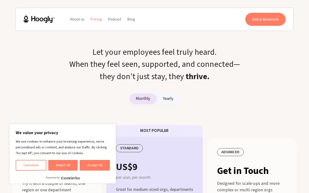 Hoogly.ai — pricing page