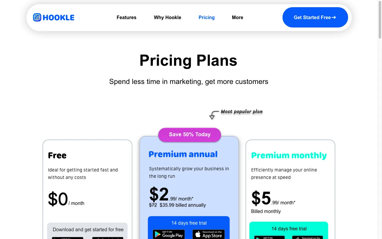 Hookle — pricing page