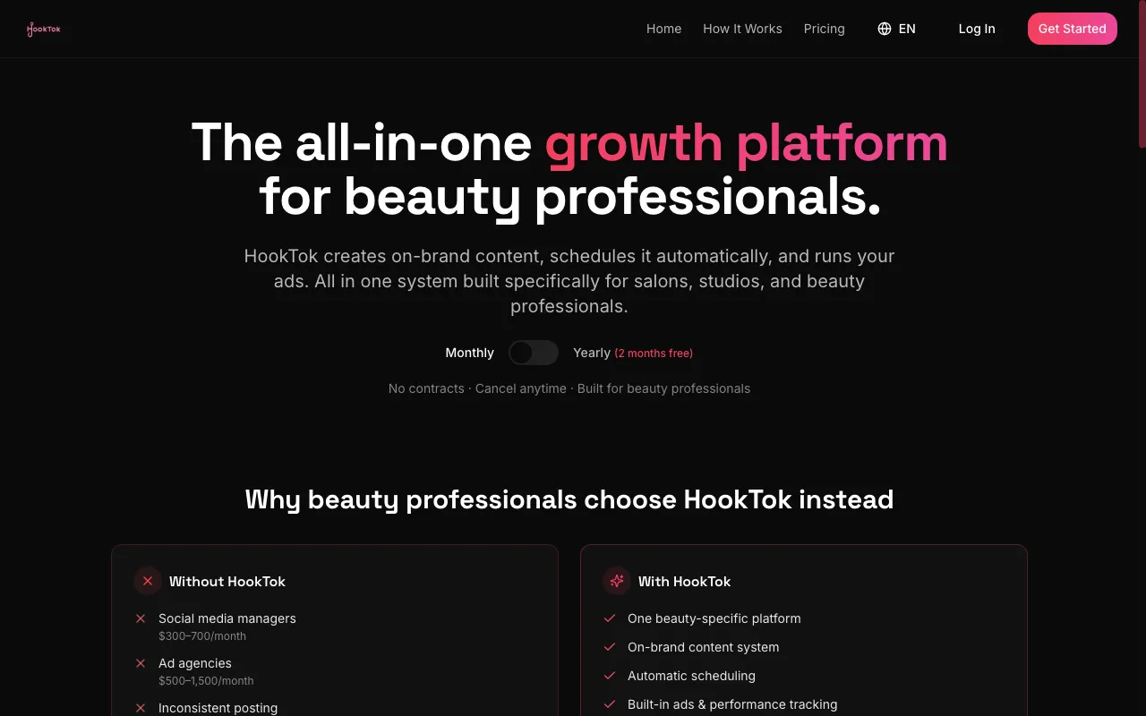 Hooktok — pricing page