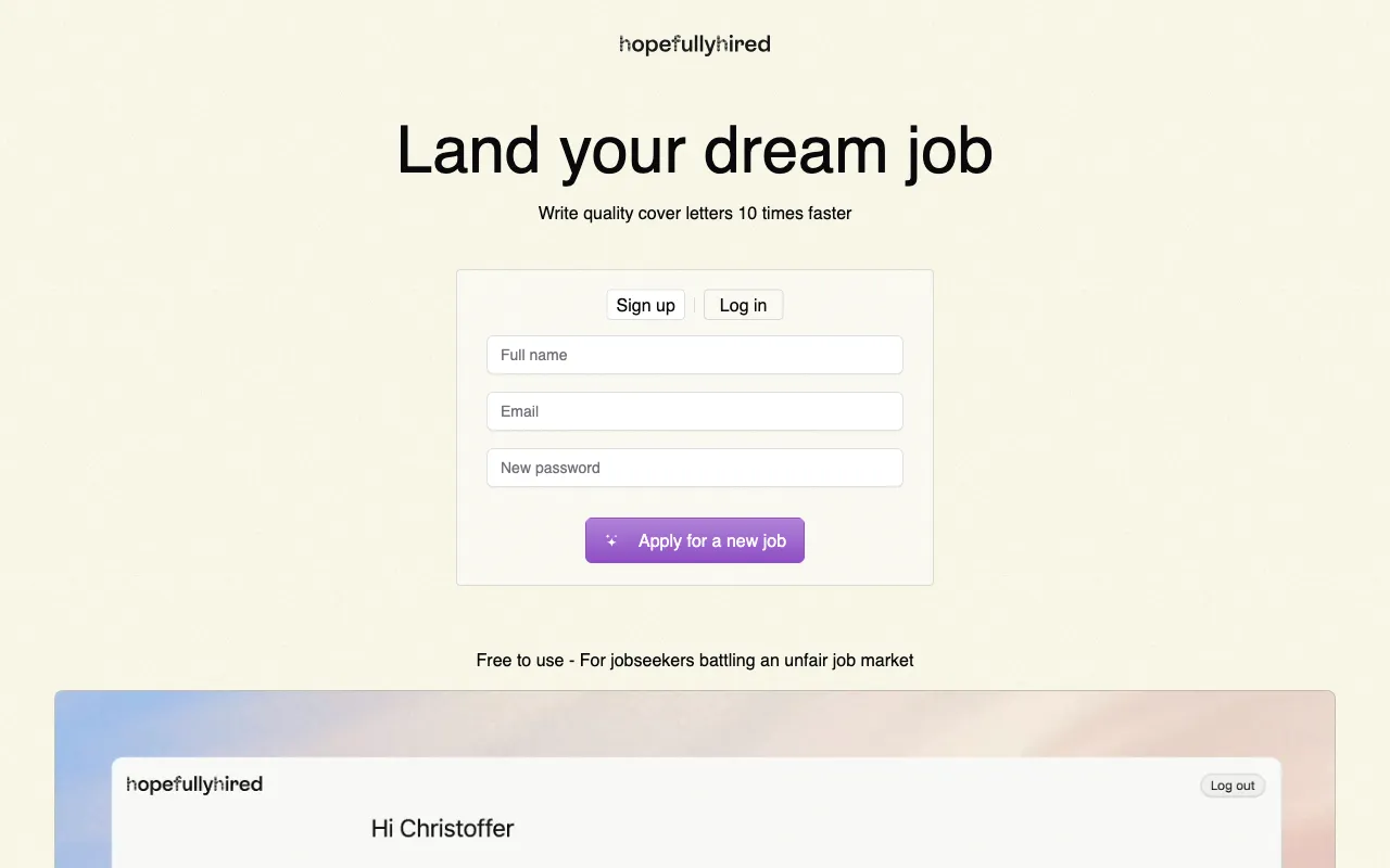 Hopefullyhired — preview screenshot