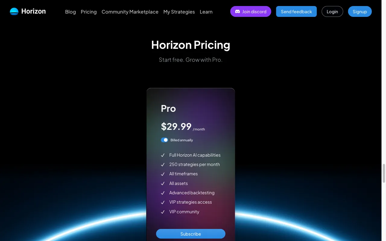 Horizon — pricing page