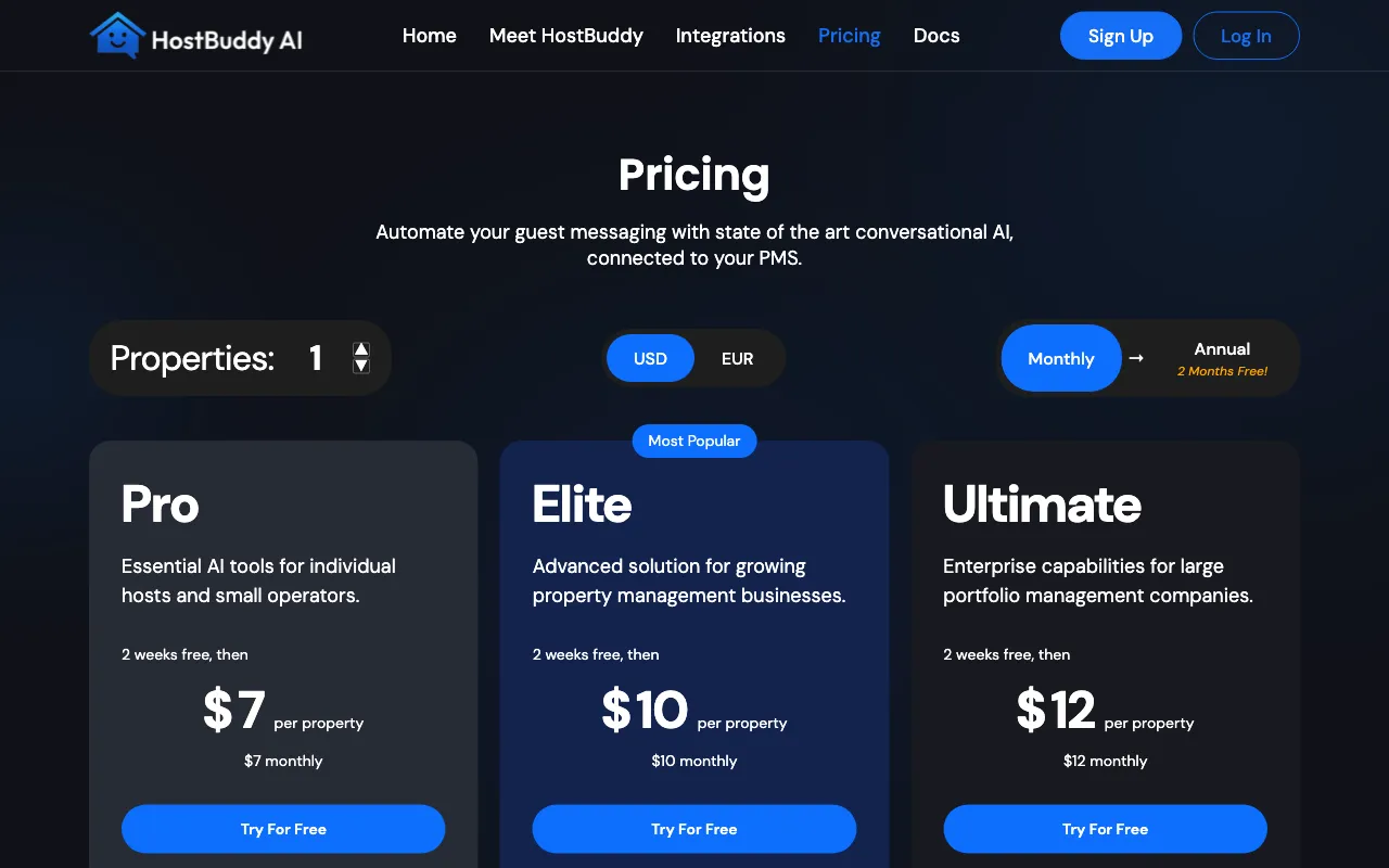 HostBuddy AI — pricing page