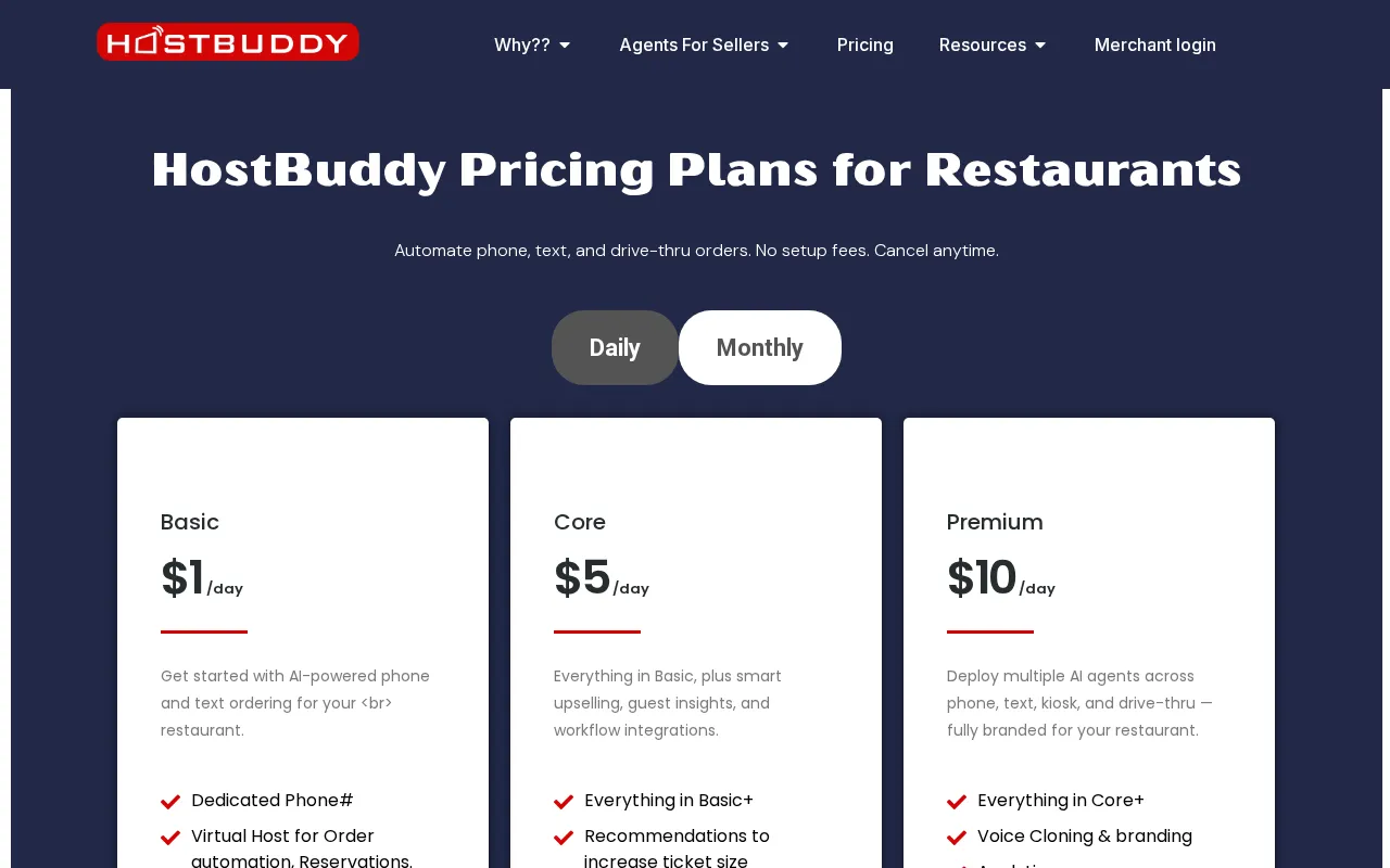 HostBuddy — pricing page