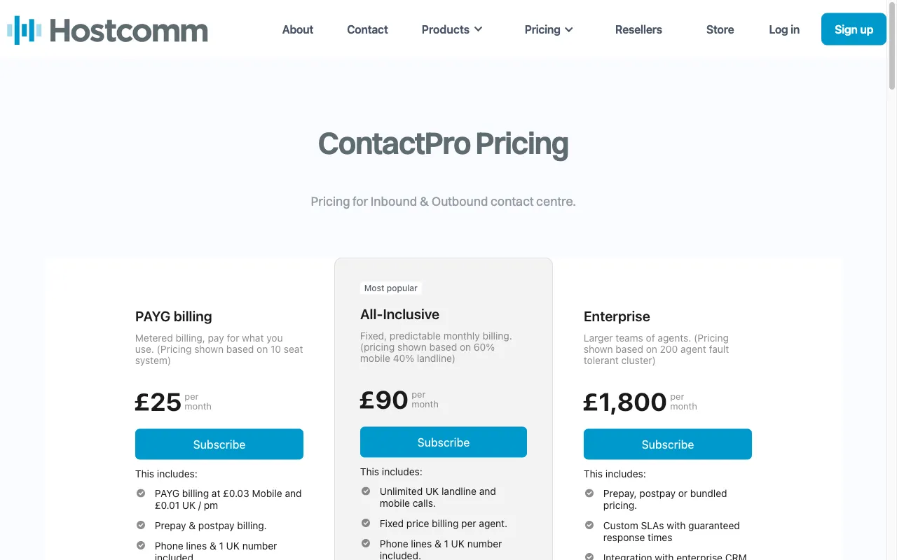 Hostcomm AI Agent — pricing page