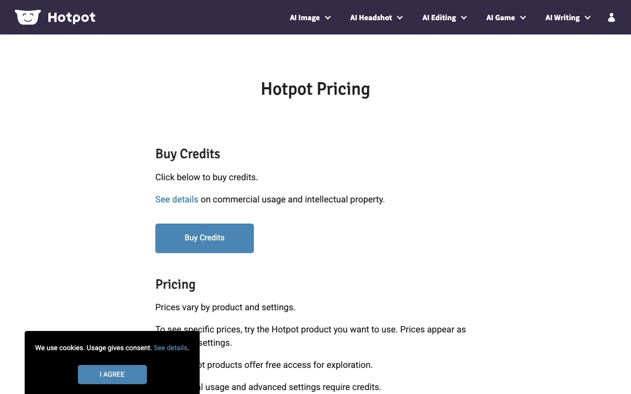 Hotpot.ai — pricing page