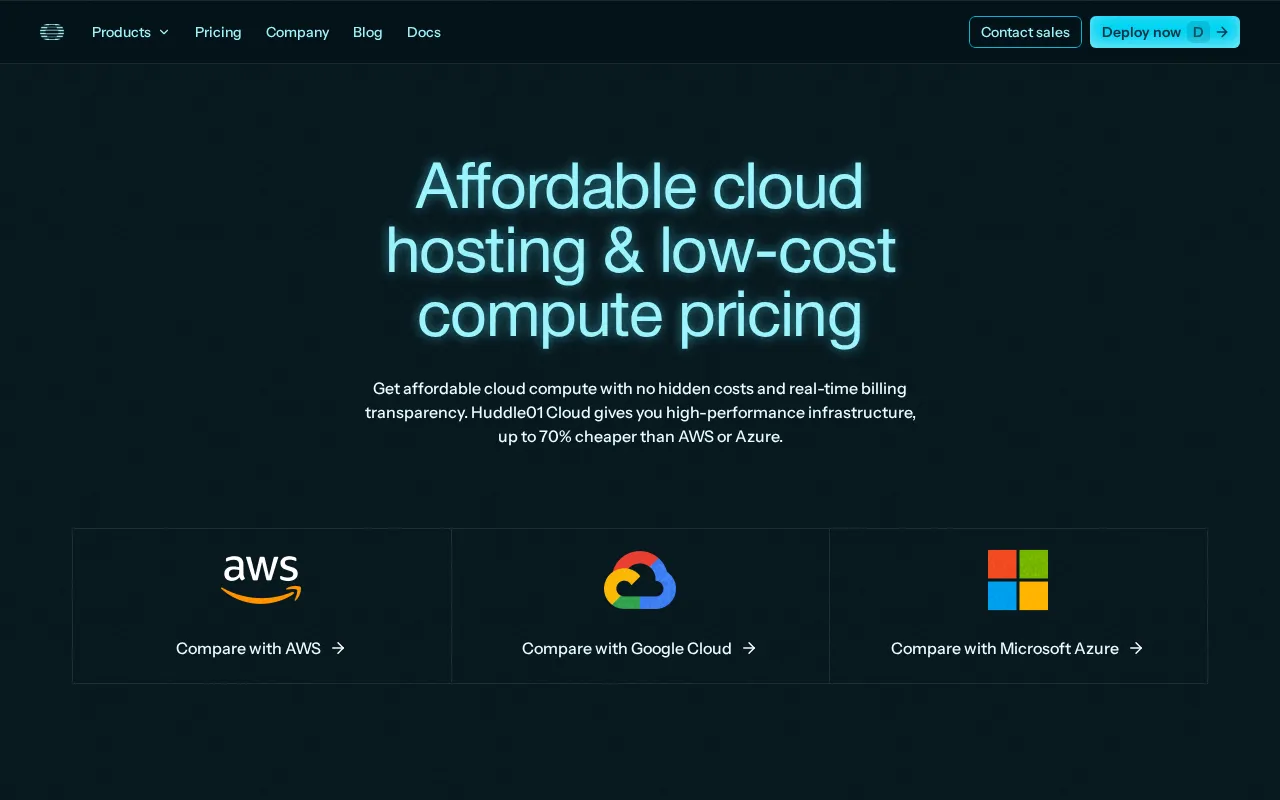 Huddle01 VMs — pricing page