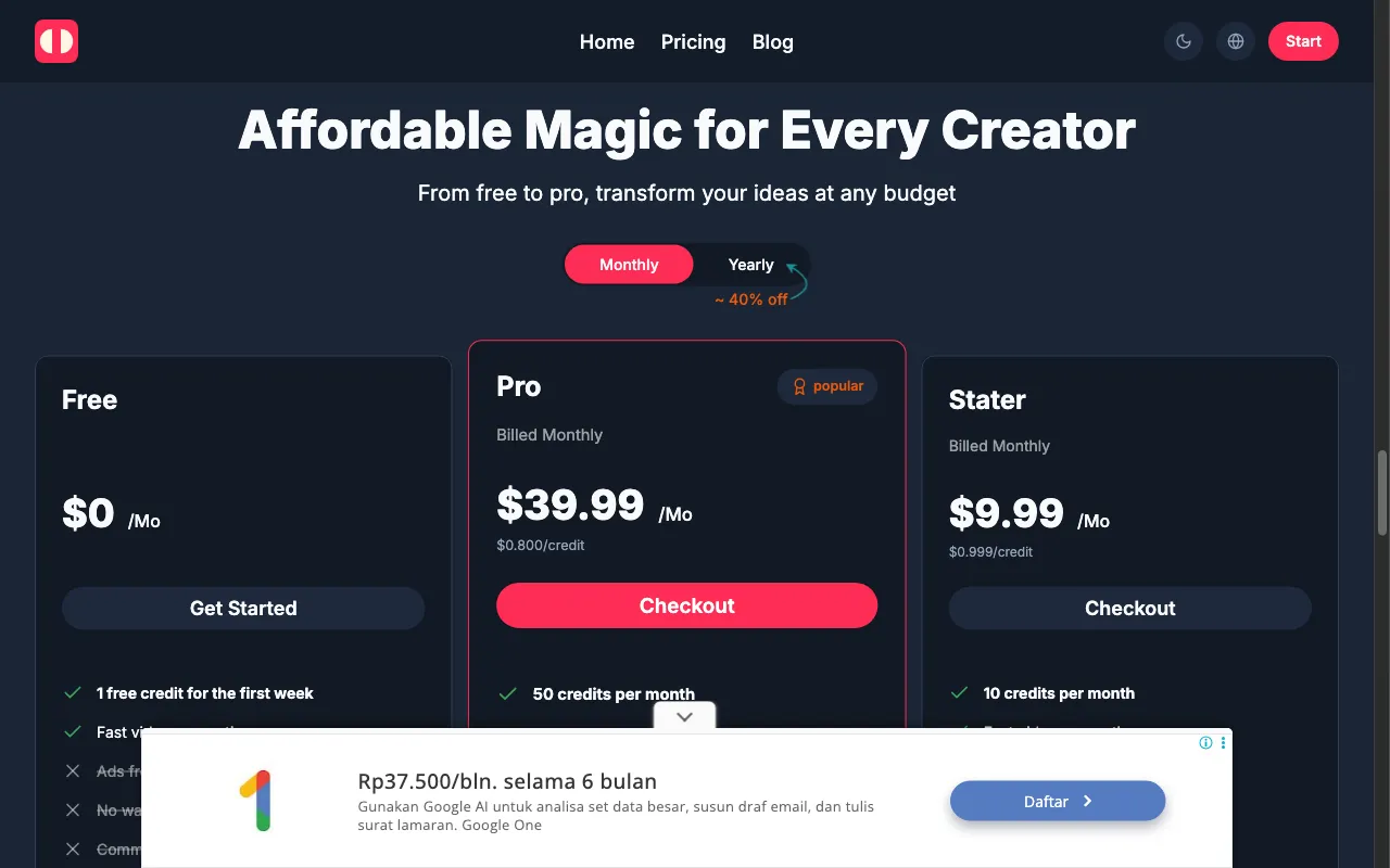 Hug AI — pricing page