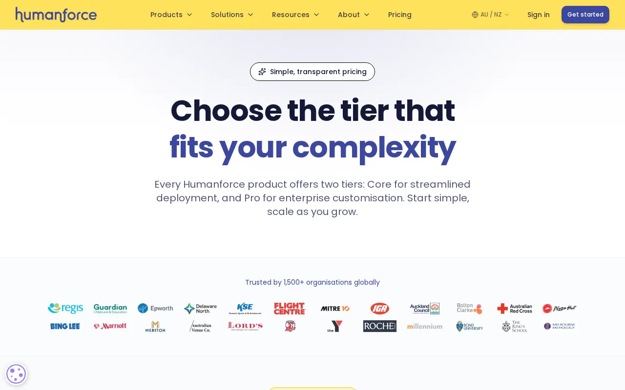 Humanforce — pricing page