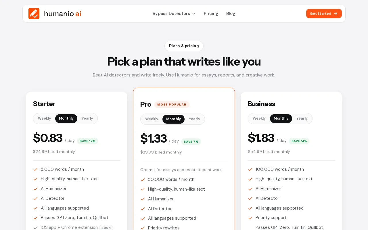 Humanio AI — pricing page