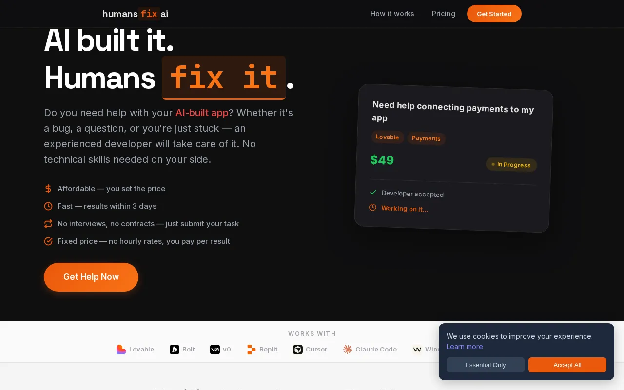 humans fix ai — pricing page