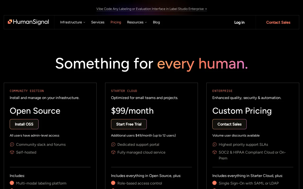 HumanSignal — pricing page
