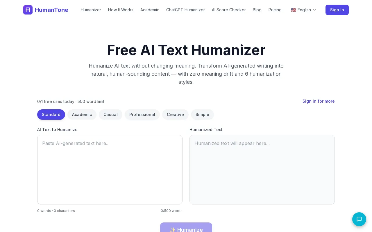 HumanTone — preview screenshot