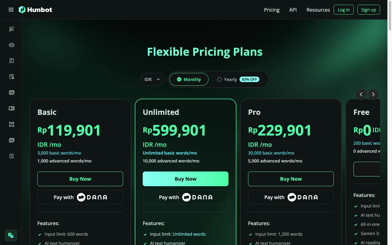 humbot ai — pricing page