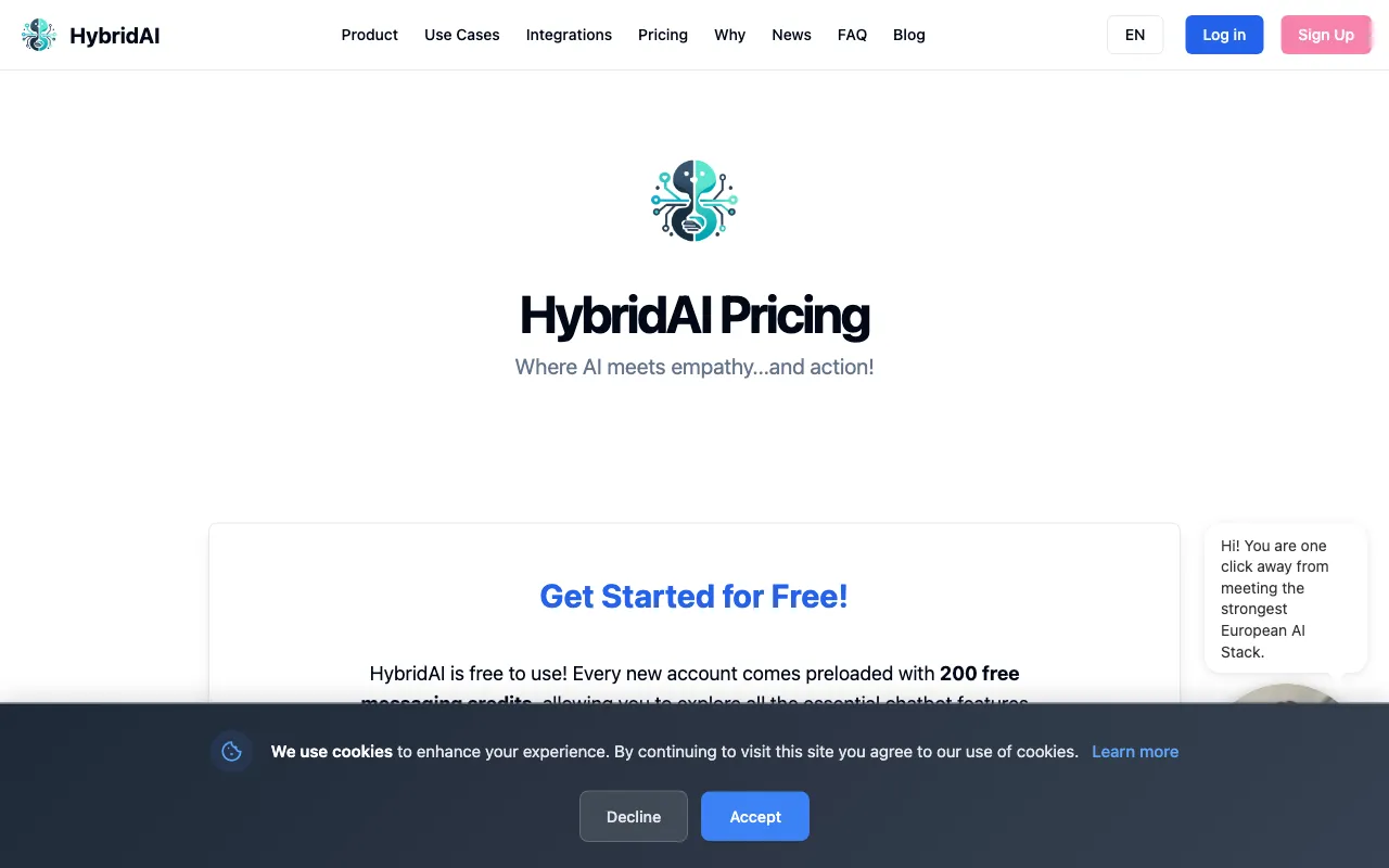 HybridAI — pricing page