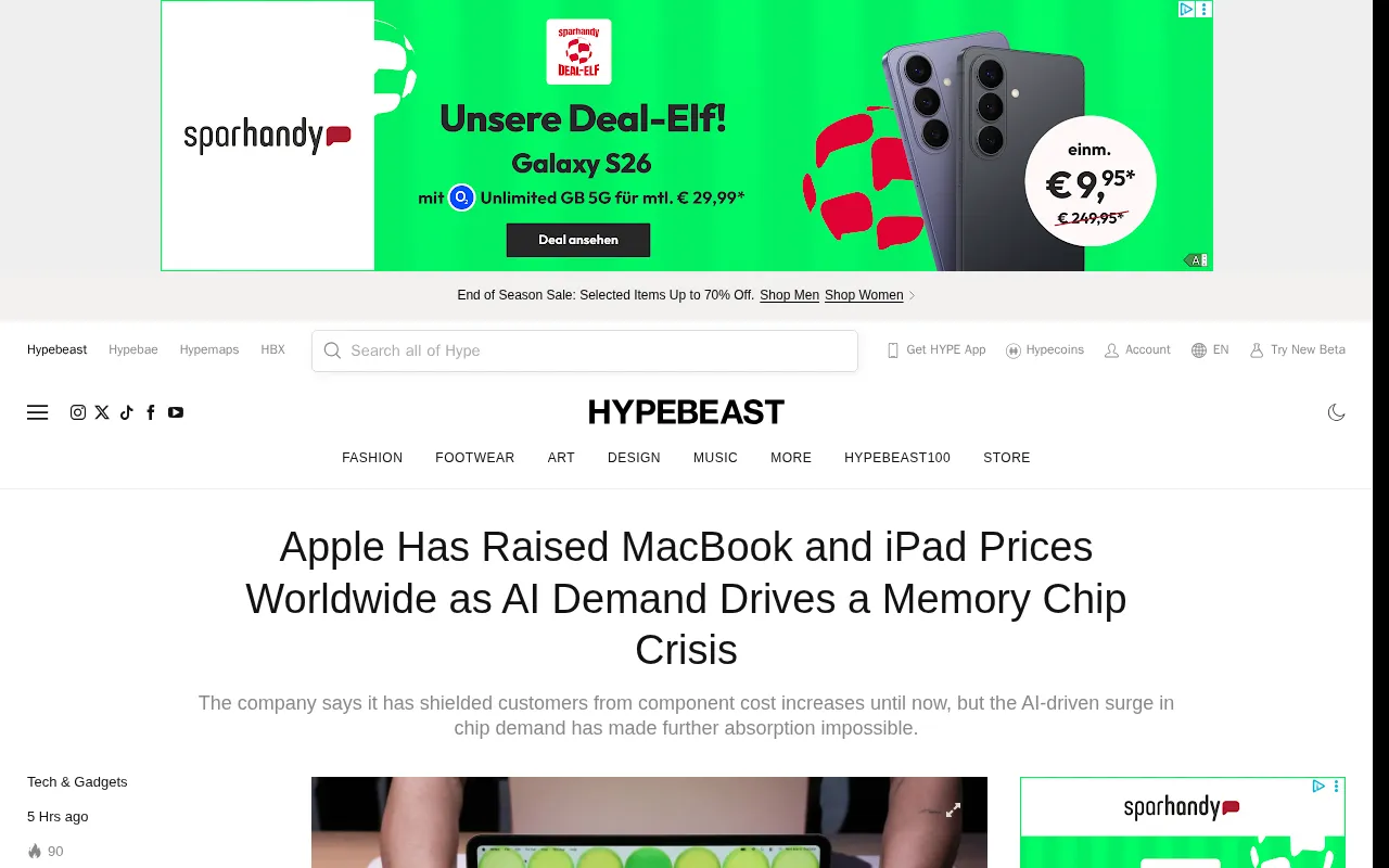 Hypebeast — pricing page