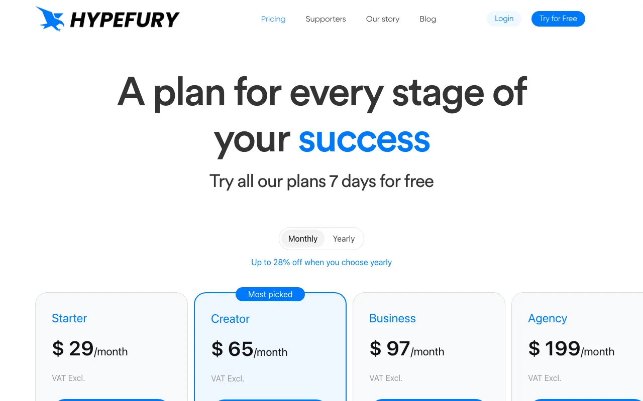 Hypefury — pricing page