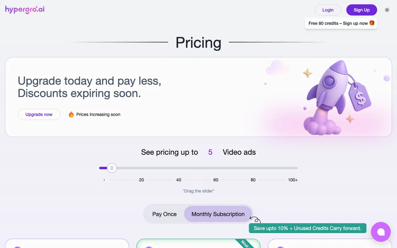 Hypergro — pricing page