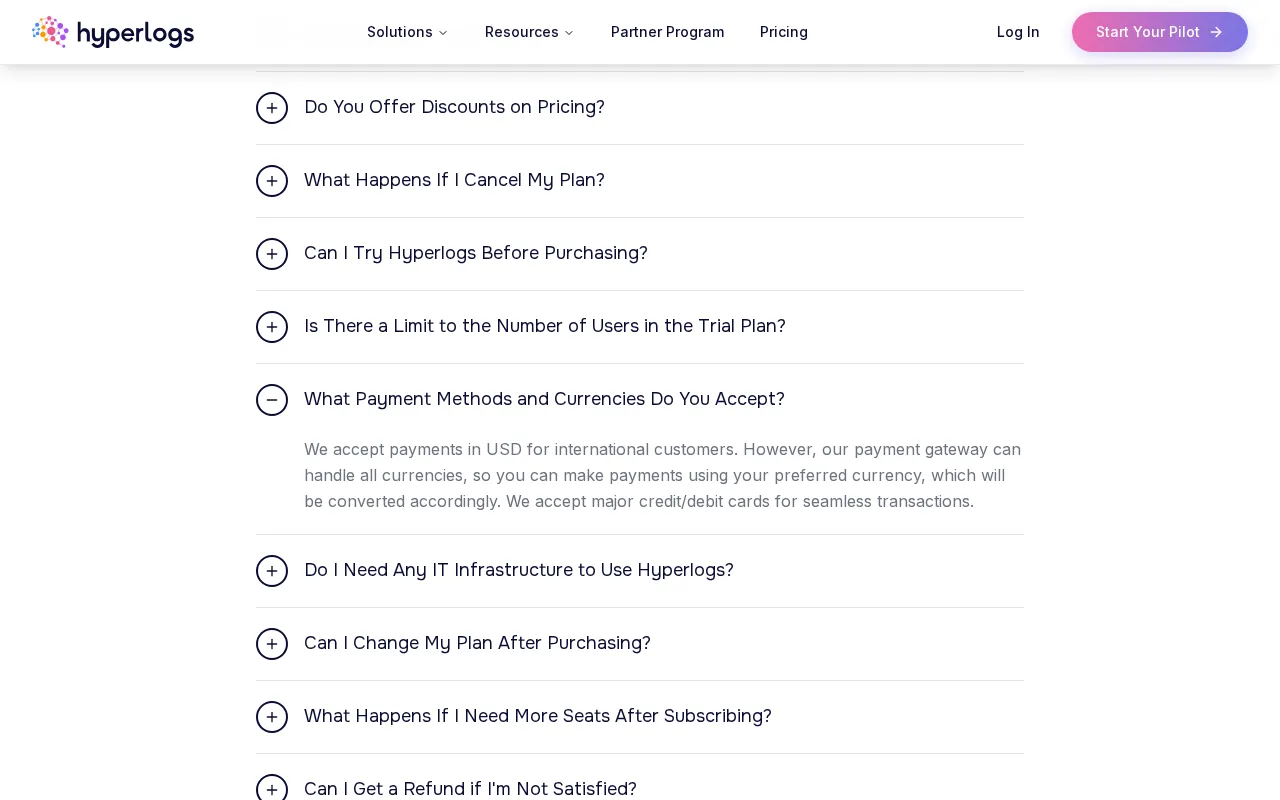 hyperlogs — pricing page
