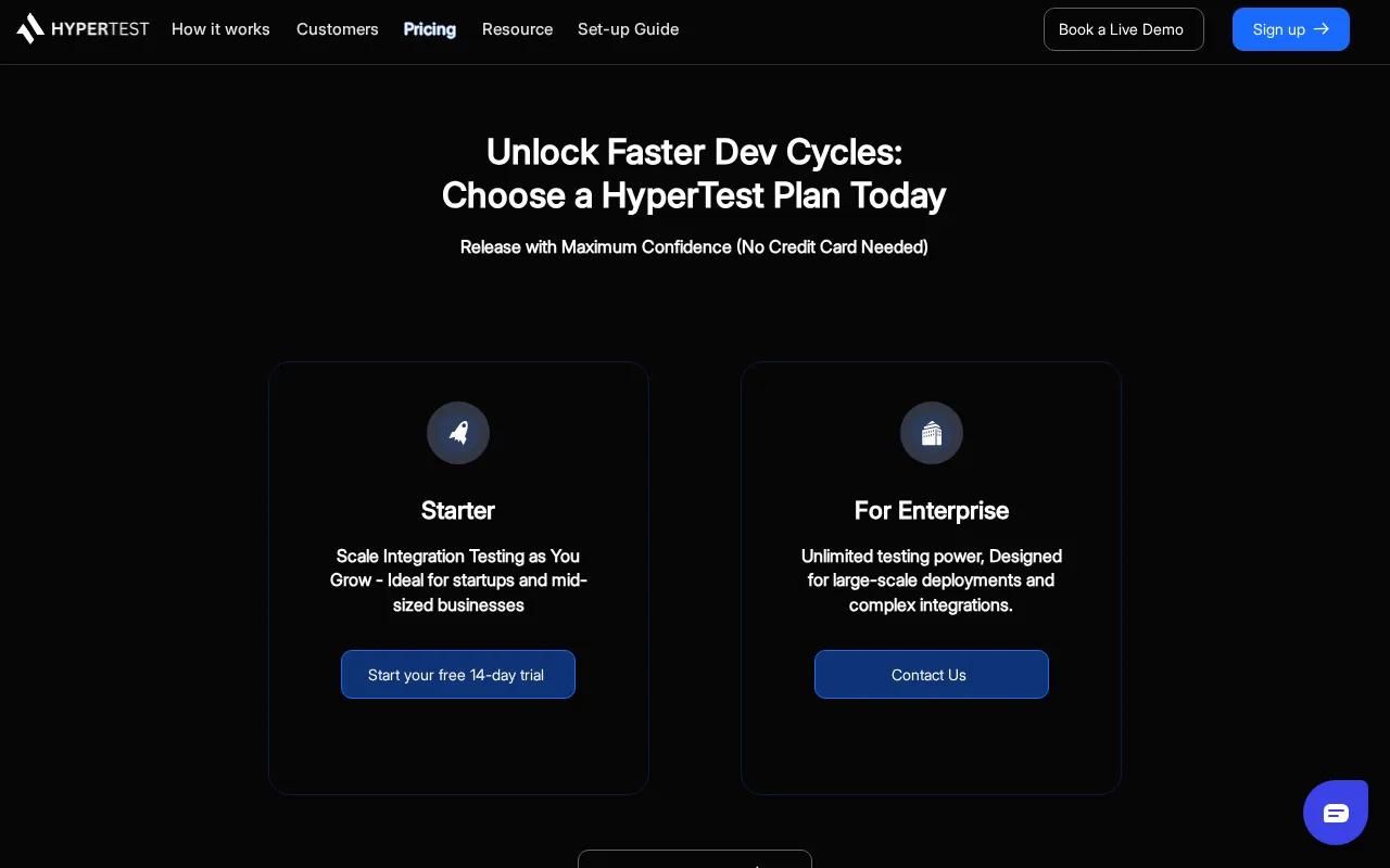 HyperTest — pricing page