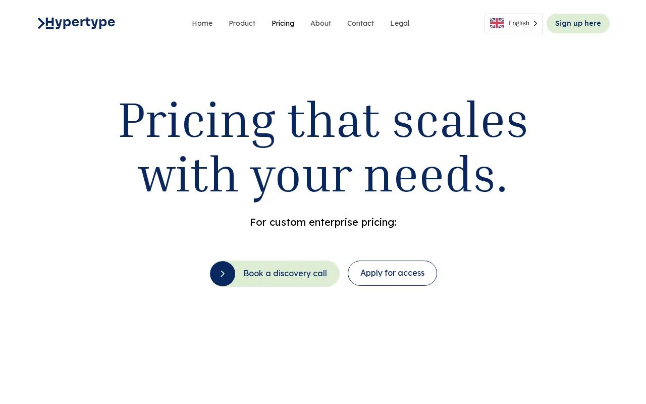 Hypertype — pricing page