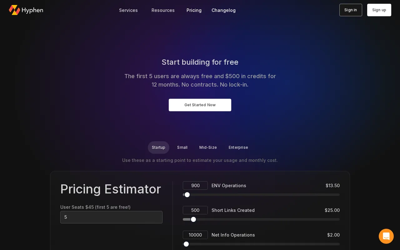 Hyphen — pricing page