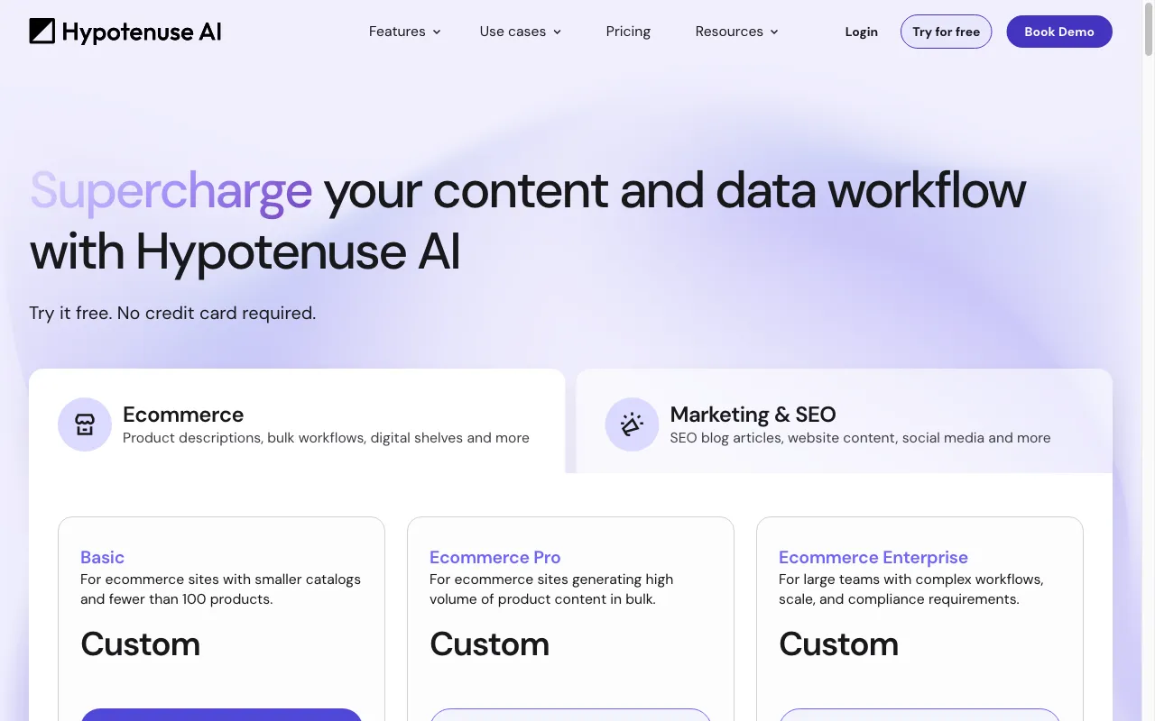 Hypotenuse — pricing page