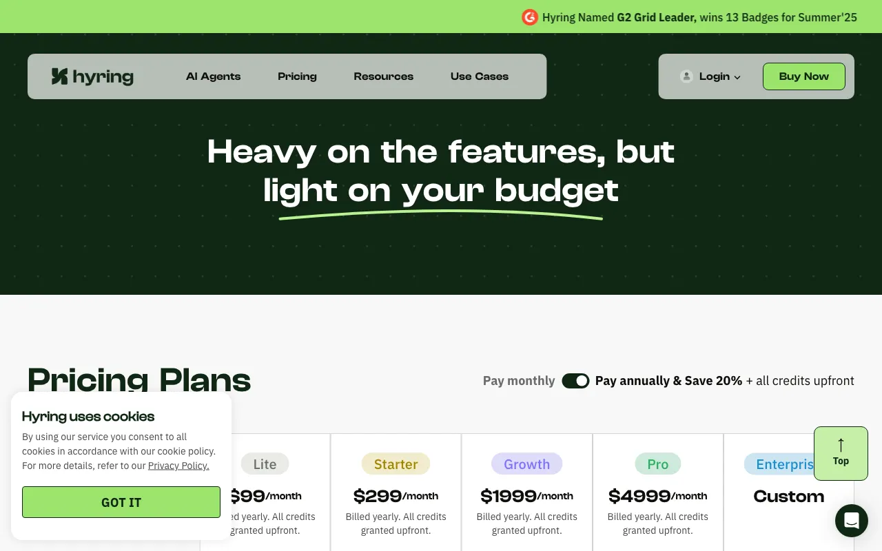 Hyring — pricing page