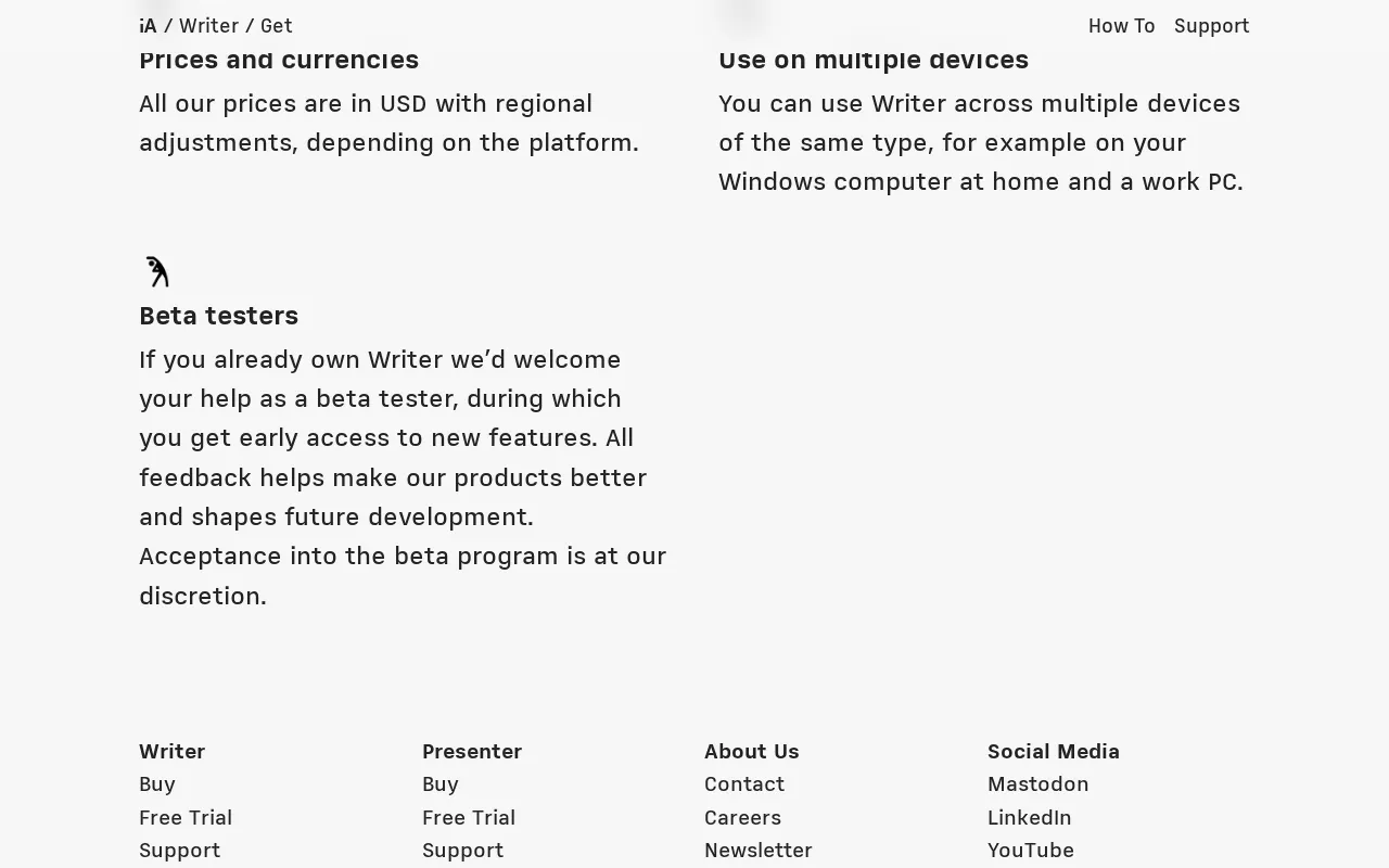 iA Writer — pricing page