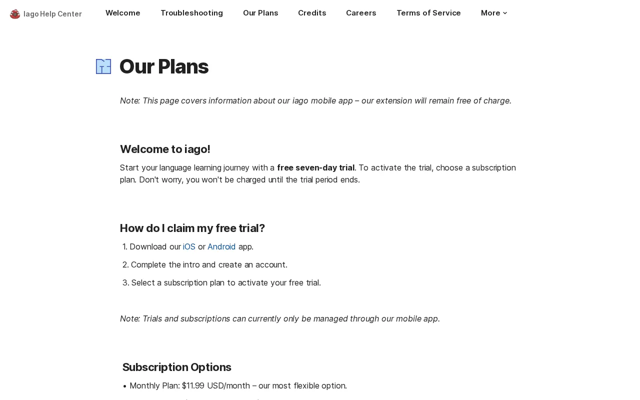 Iago — pricing page