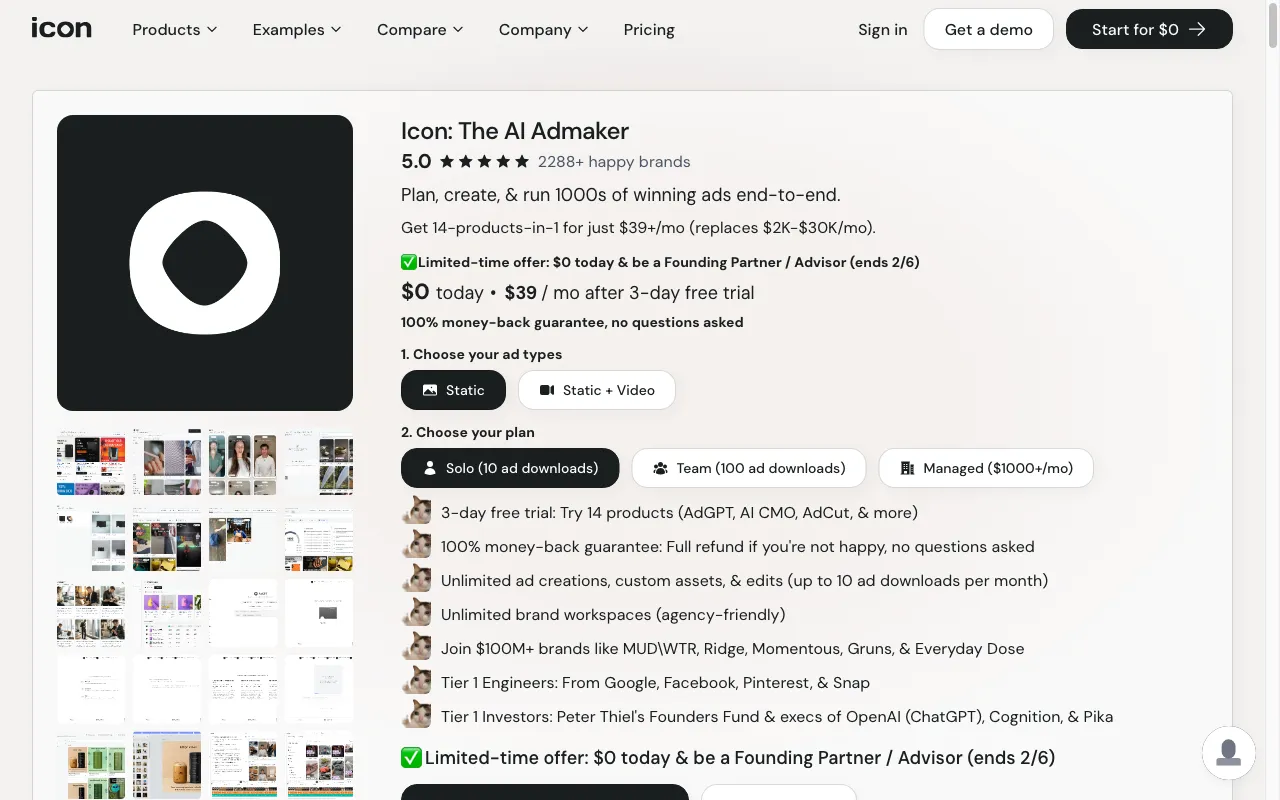 Icon — pricing page