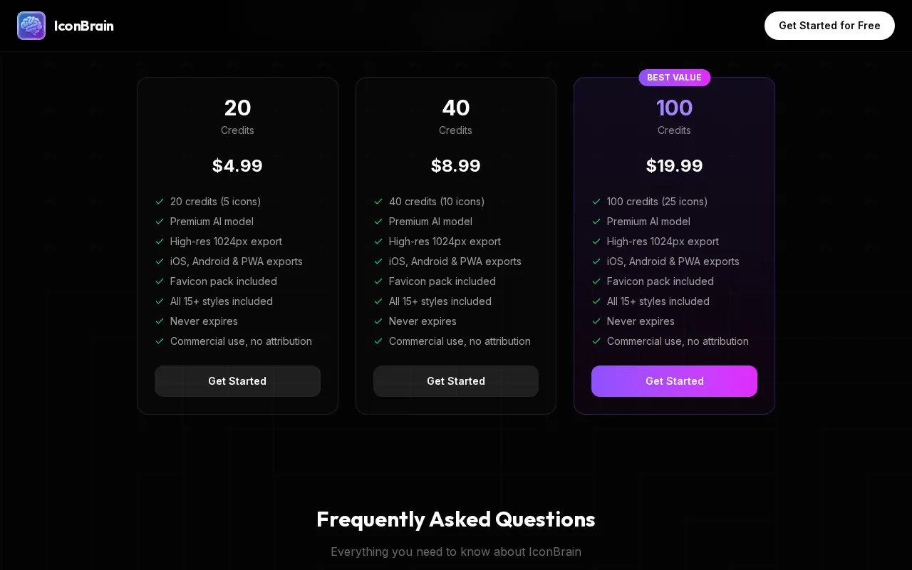 IconBrain — pricing page