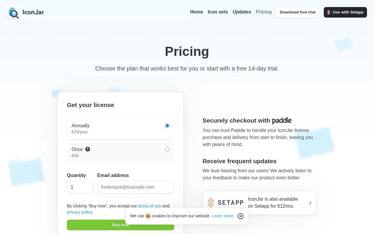 IconJar — pricing page