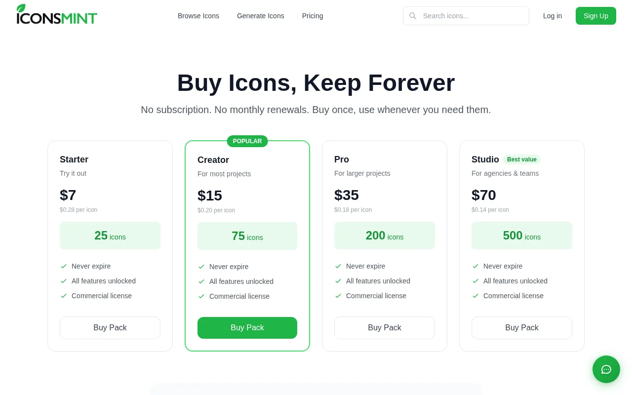 IconsMint — pricing page