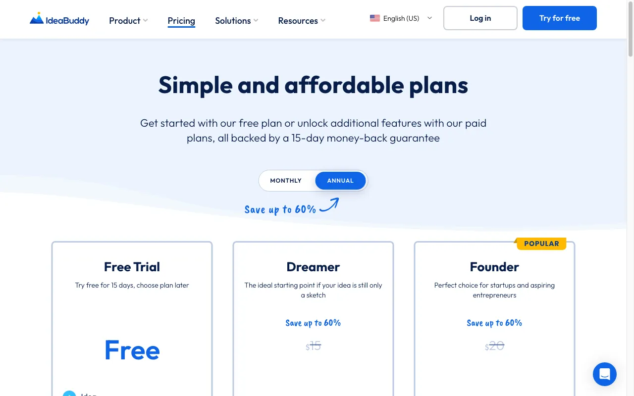 Ideabuddy — pricing page